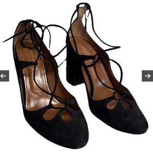 Aquazzura Black Lace-Up Heels Sz 38 1/2